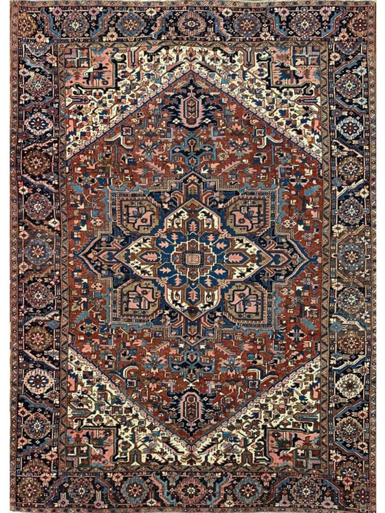 8x11 Antique Persian Heriz Area Rug -109057.