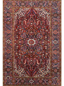  8x11 Antique Persian Heriz Area Rug - 109849.