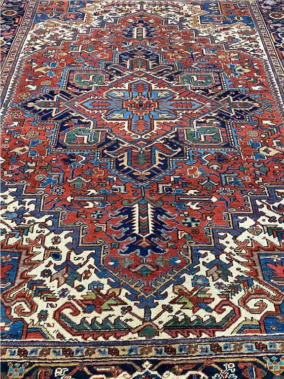 8x11 Antique Persian Heriz Area Rug - 109854.