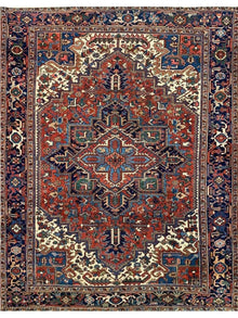  8x11 Antique Persian Heriz Area Rug - 109854.