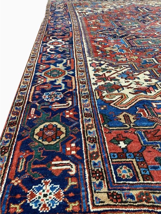 8x11 Antique Persian Heriz Area Rug - 109854.