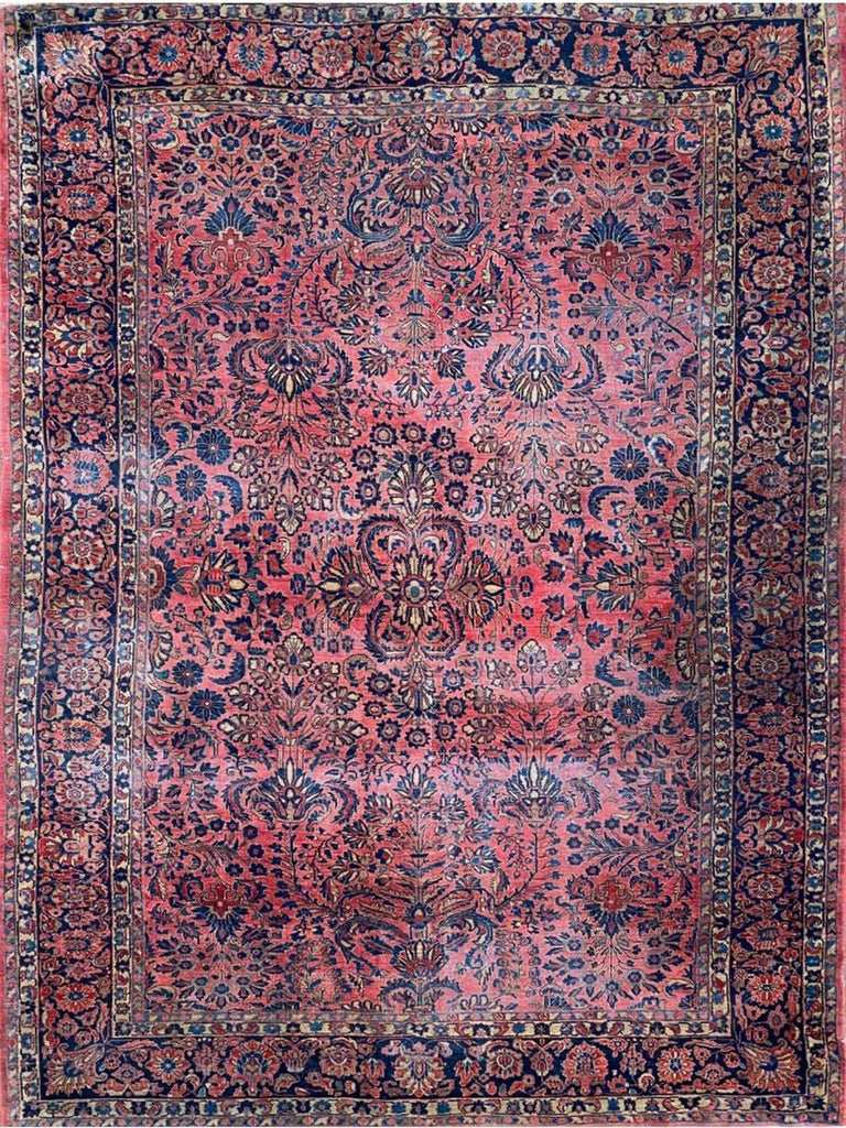 8x11 Antique Persian Sarouk Area Rug - 108697.