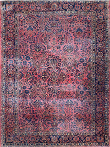  8x11 Antique Persian Sarouk Area Rug - 108697.