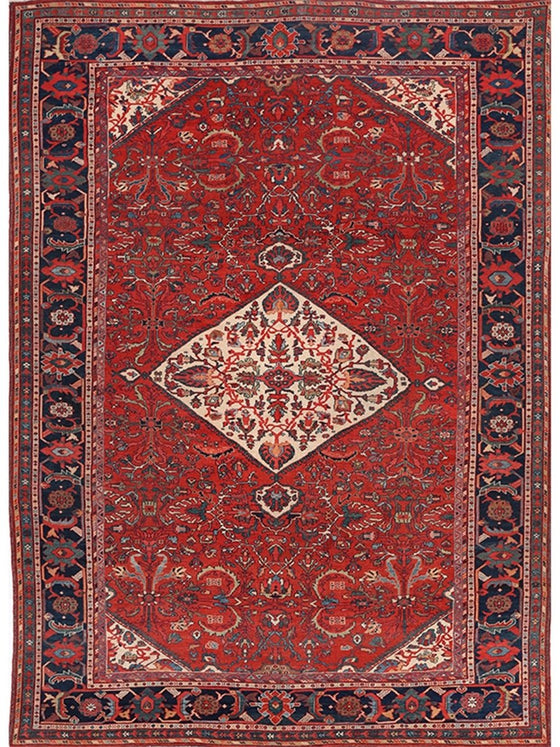 9x12 Antique Persian Mahal Area Rug - 106750.