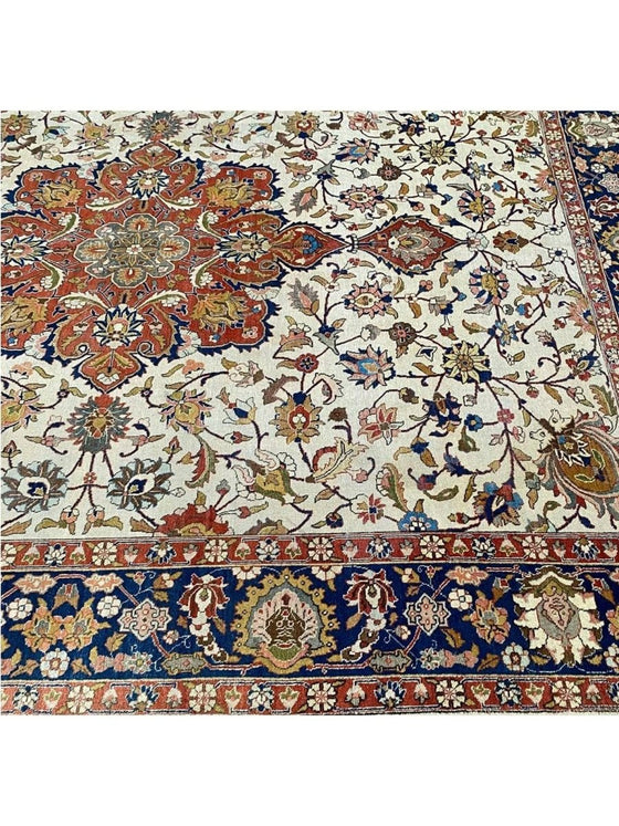 9x12 Antique Persian Tabriz Area Rug - 107219.