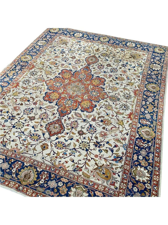 9x12 Antique Persian Tabriz Area Rug - 107219.