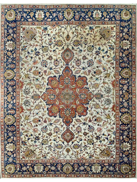 9x12 Antique Persian Tabriz Area Rug - 107219.