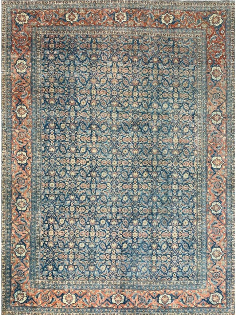 9x13 Antique Persian Tabriz Area Rug - 107728.